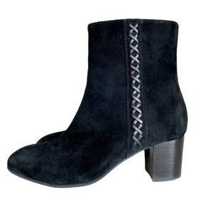 Earth Sparta  Suede Leather  Block Heel Braided  Zipper Ankle Bootie- Size 6